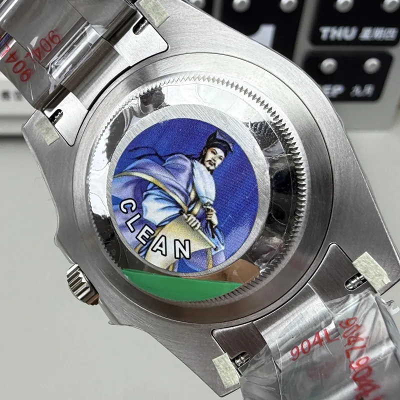 Caseback view of a Clean Factory Submariner-style watch