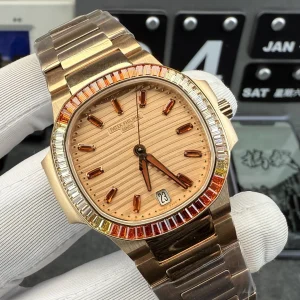 Replica Patek Philippe Nautilus 7118-1300R-001 Automatic Rose Gold Diamond Bezel Ladies Luxury Watch