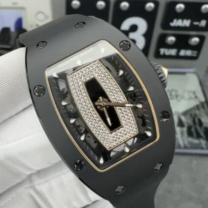 Replica Richard Mille RM 07-01 Ladies Automatic Watch Black Ceramic Case Diamond Set Luxury