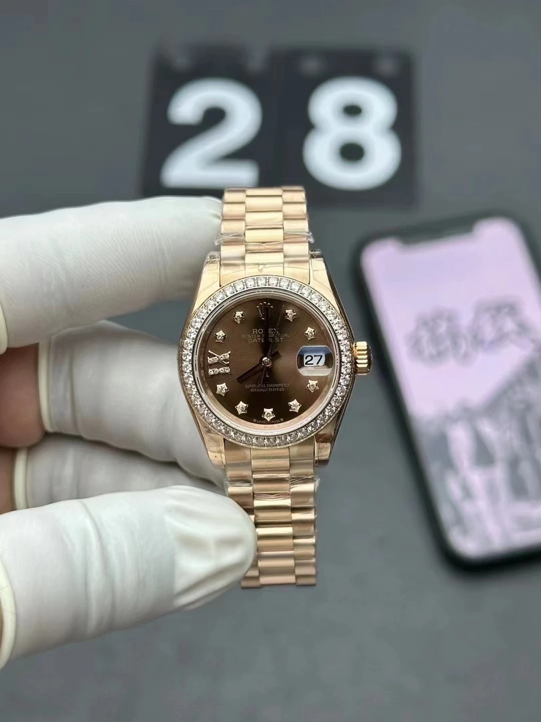 Replica Rolex Datejust 279135RBR Rose Gold-Tone Diamond Dial Automatic Watch - Image 2